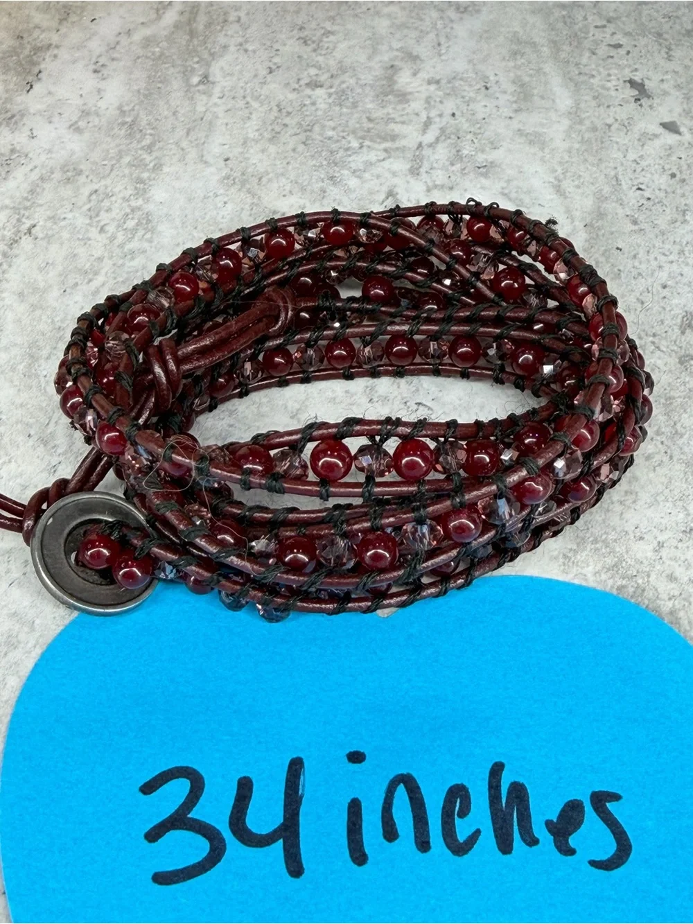 Red Crystal Wrap Bracelet Victoria Emerson Style Leather Faceted Jewelry